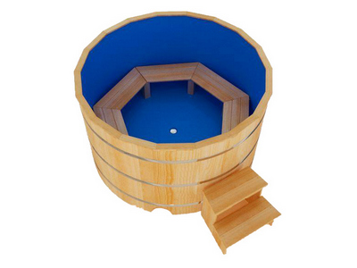 Купель круглая из кедра с сучками и пластиковой вставкой (диаметр 180 см, высота 120 см)