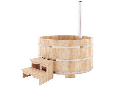 Овальная японская баня-купель Фурако с внутренней дровяной печкой