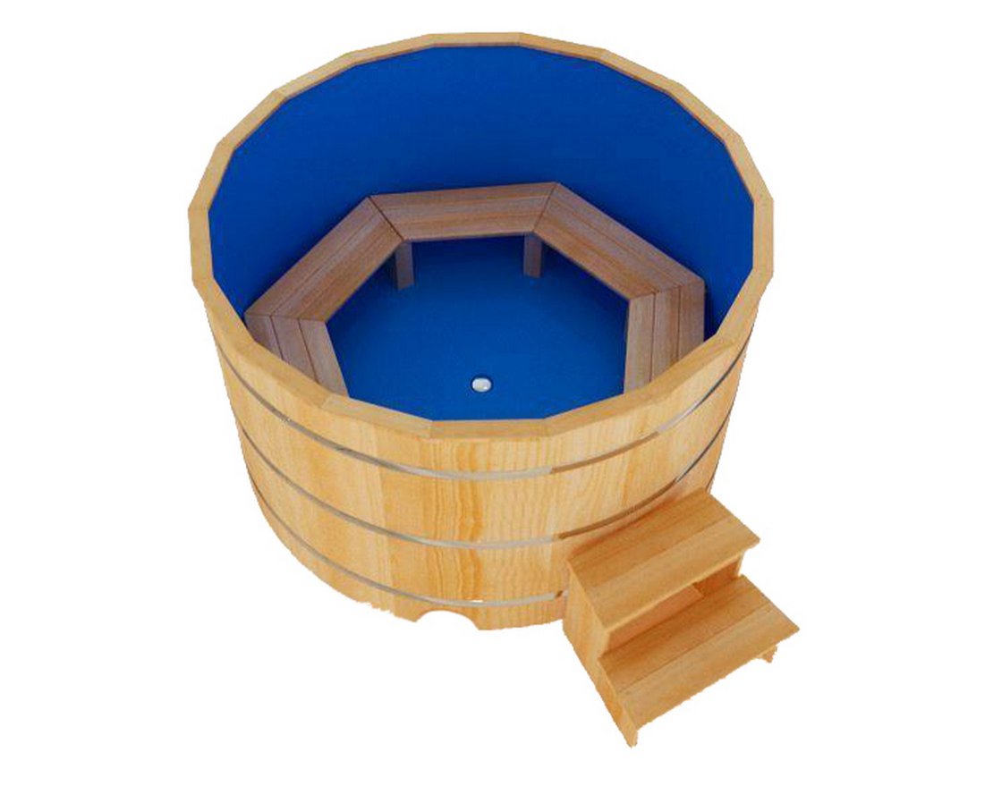 Купель круглая из кедра с сучками и пластиковой вставкой (диаметр 180 см, высота 120 см)